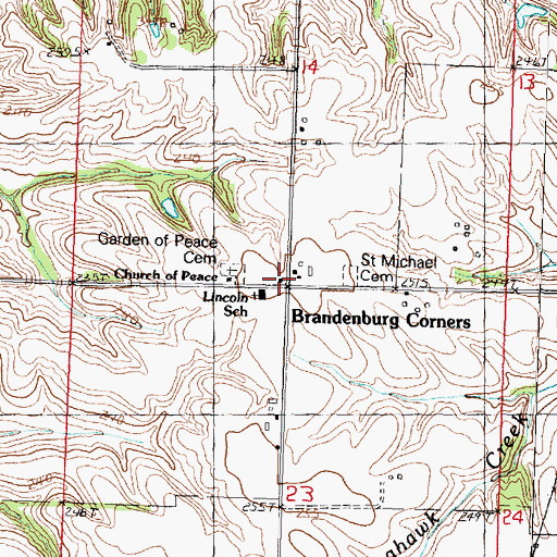 Topographic Map of Brandenburg Corners, IL