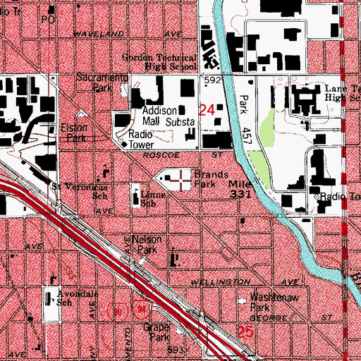 Topographic Map of Brands Park, IL