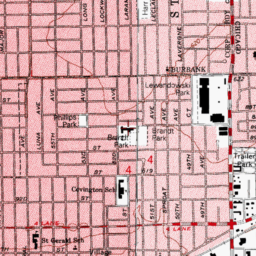 Topographic Map of Brandt School, IL