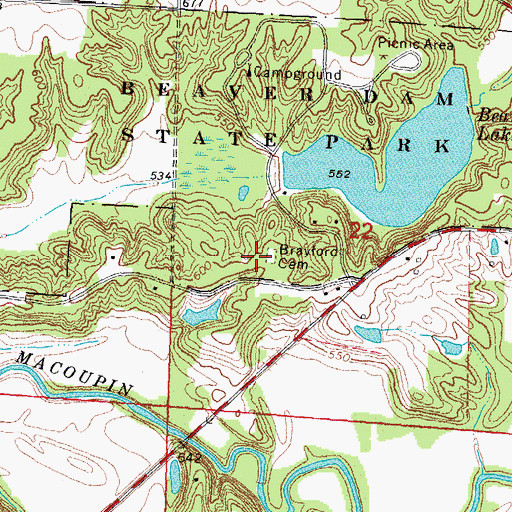 Topographic Map of Brayford Cemetery, IL