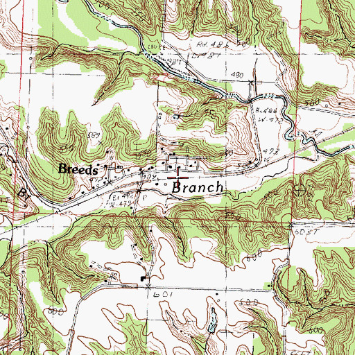 Topographic Map of Breeds, IL