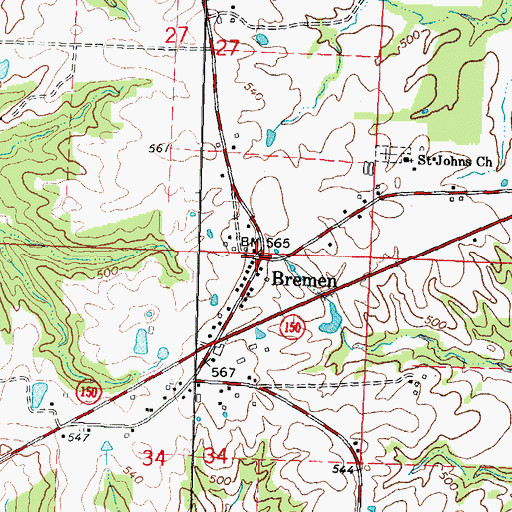 Topographic Map of Bremen, IL