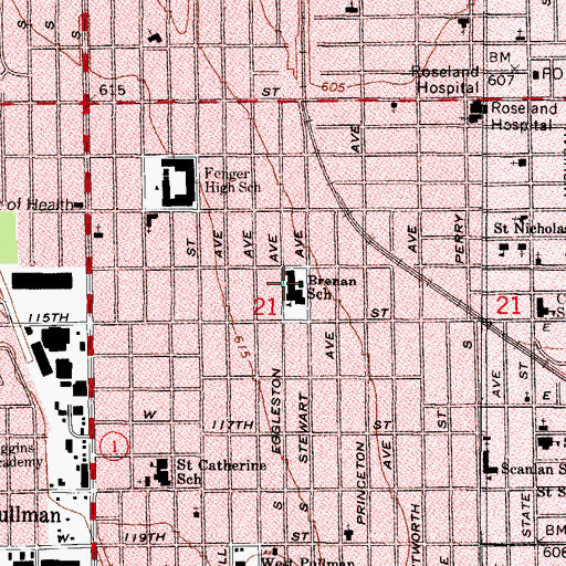 Topographic Map of Brenan Elementary School, IL