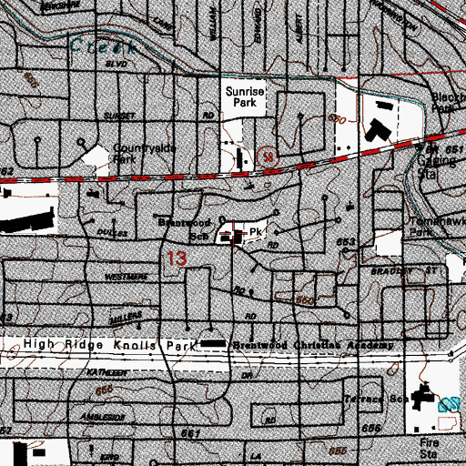 Topographic Map of Brentwood Elementary School, IL