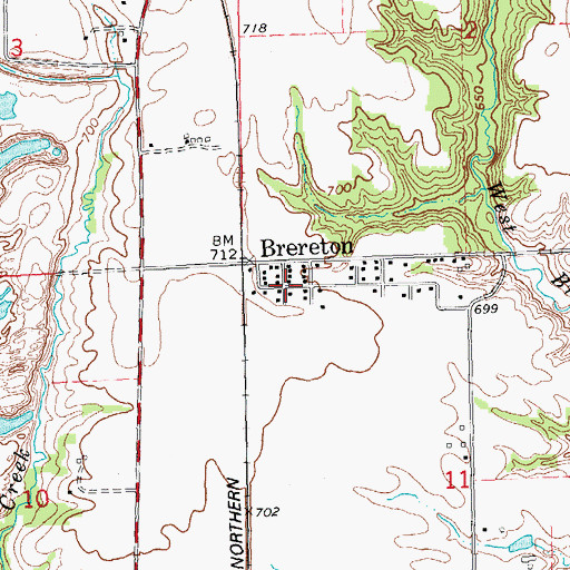 Topographic Map of Brereton, IL