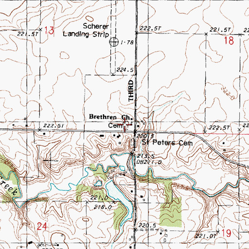 Topographic Map of Brethren Church, IL