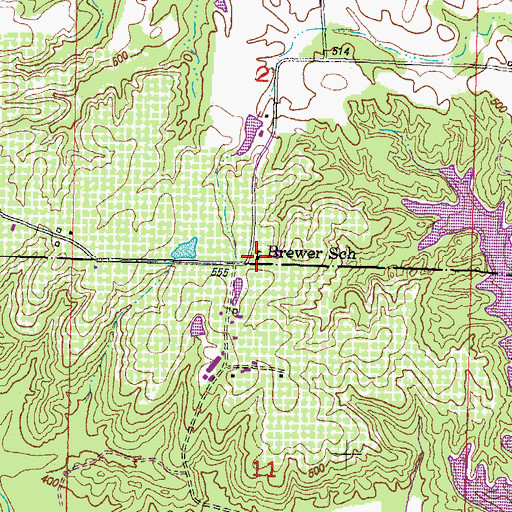 Topographic Map of Brewer School, IL
