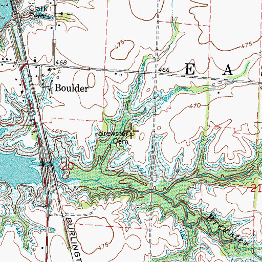 Topographic Map of Brewster Cemetery, IL