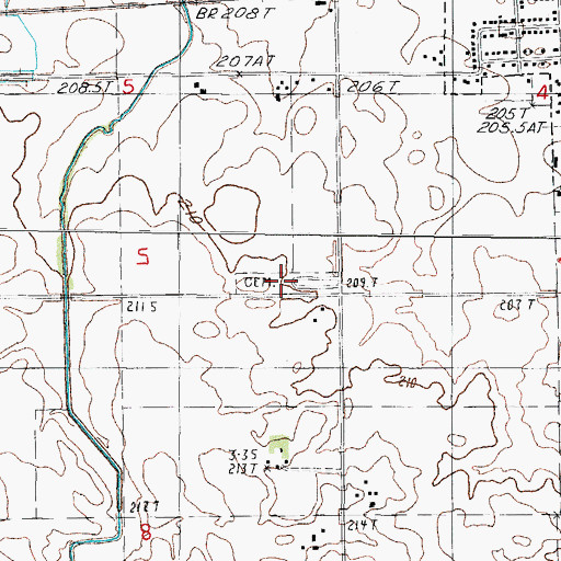 Topographic Map of Brewton Cemetery, IL