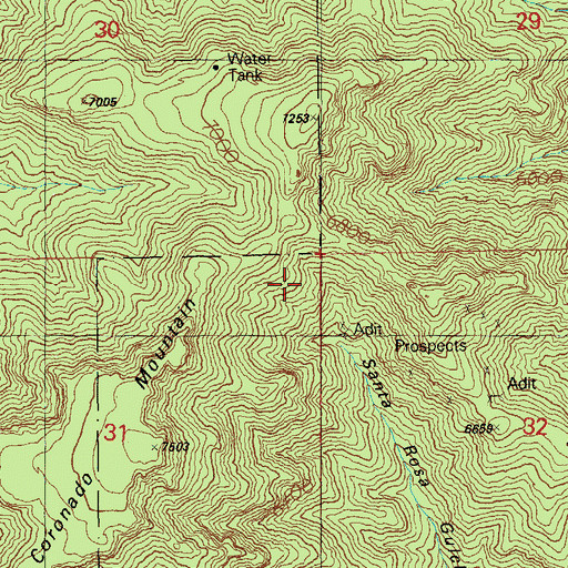 Topographic Map of Santa Rosa Mine, AZ