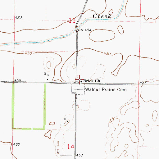 Topographic Map of Brick United Methodist Church, IL