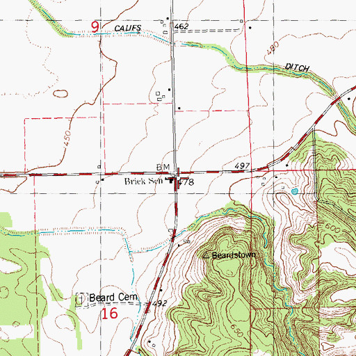 Topographic Map of Brick Elementary School, IL