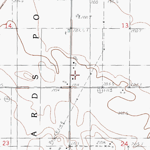 Topographic Map of Brick School (historical), IL