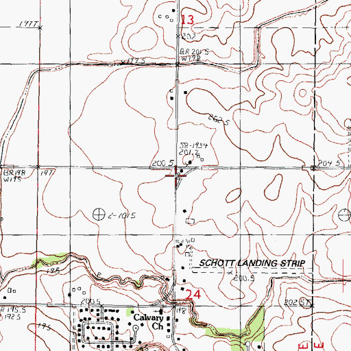 Topographic Map of Brick School (historical), IL