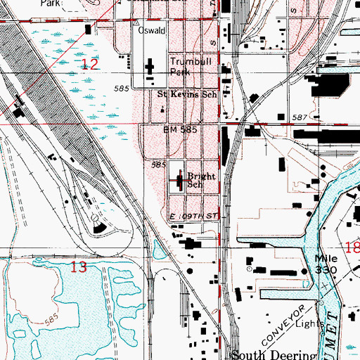 Topographic Map of Bright Elementary School, IL