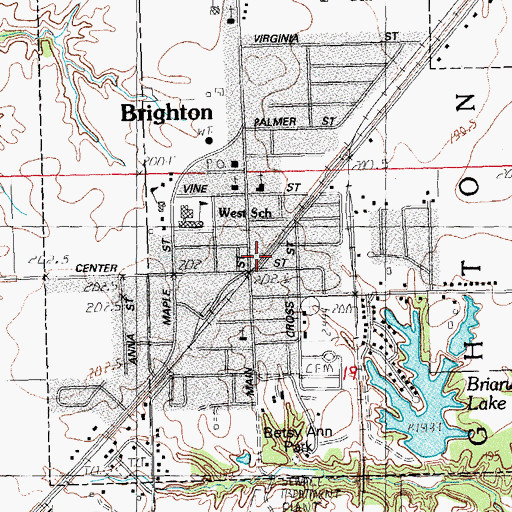 Topographic Map of Brighton, IL