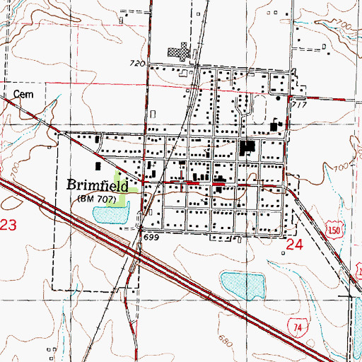 Topographic Map of Brimfield, IL