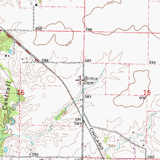 Topographic Map of Brittin Cemetery, IL