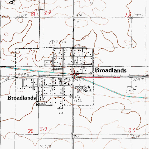 Topographic Map of Broadlands, IL
