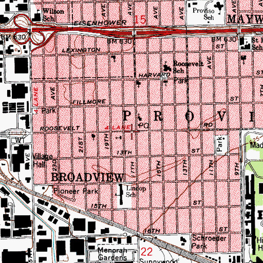 Topographic Map of Broadview, IL