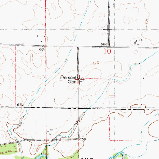 Topographic Map of Fremont Cemetery, IL