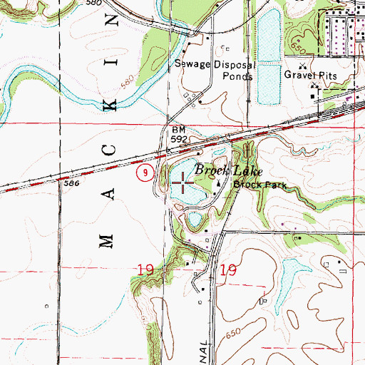 Topographic Map of Brock Lake, IL