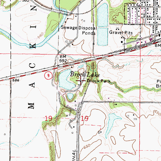 Topographic Map of Brock Park, IL