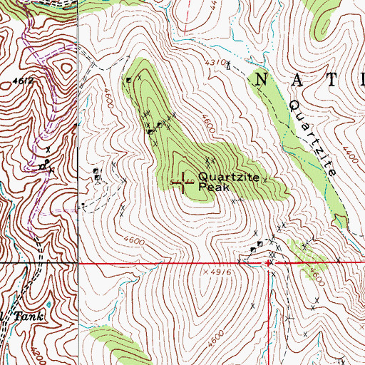 Topographic Map of Quartzite Peak, AZ