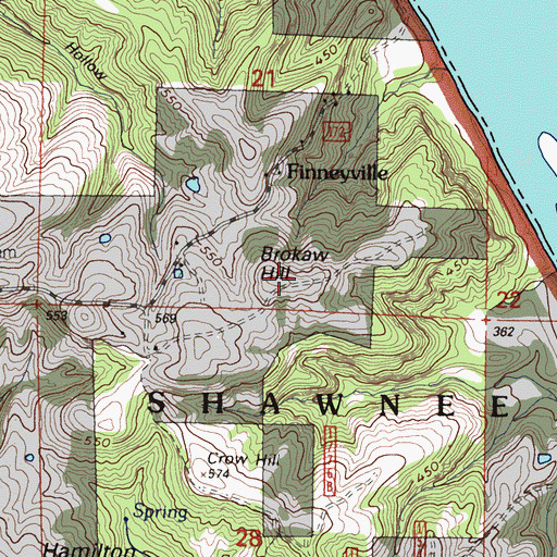 Topographic Map of Brokaw Hill, IL