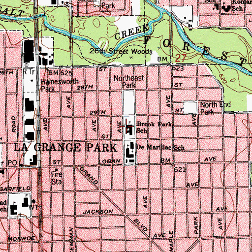 Topographic Map of Brook Park Elementary School, IL