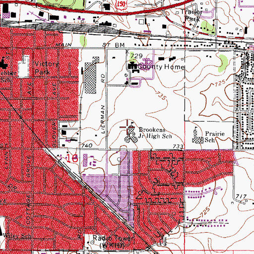 Topographic Map of Brookens Junior High School, IL