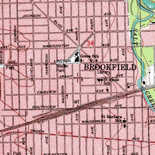 Topographic Map of Brookfield, IL