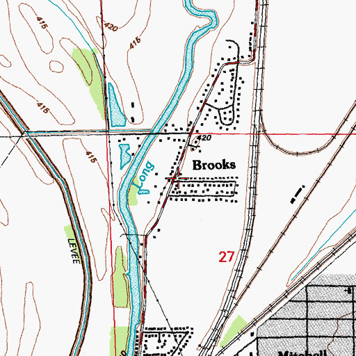 Topographic Map of Brooks, IL