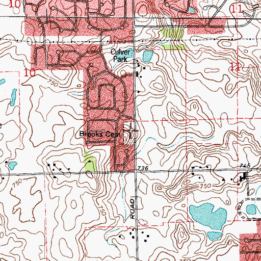 Topographic Map of Brooks Cemetery, IL