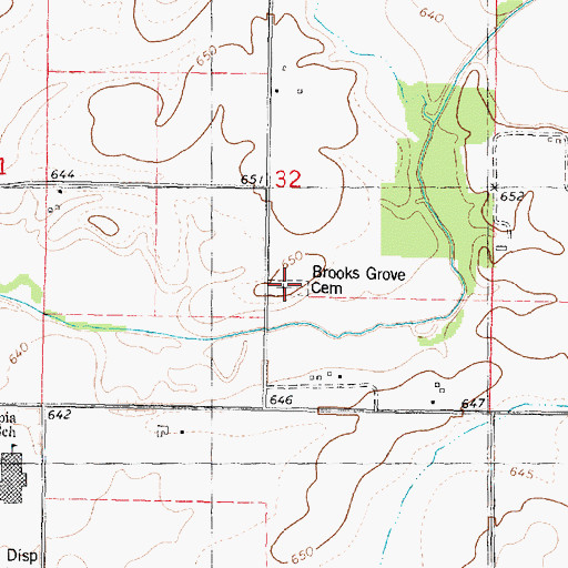 Topographic Map of Brooks Grove Cemetery, IL