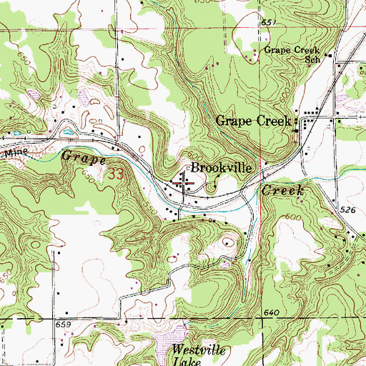 Topographic Map of Brookville, IL