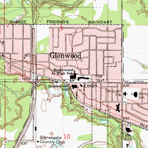 Topographic Map of Brookwood Junior High School, IL