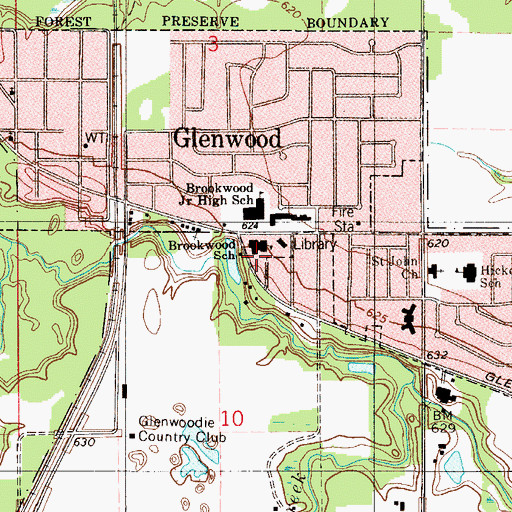 Topographic Map of Brookwood Middle School, IL
