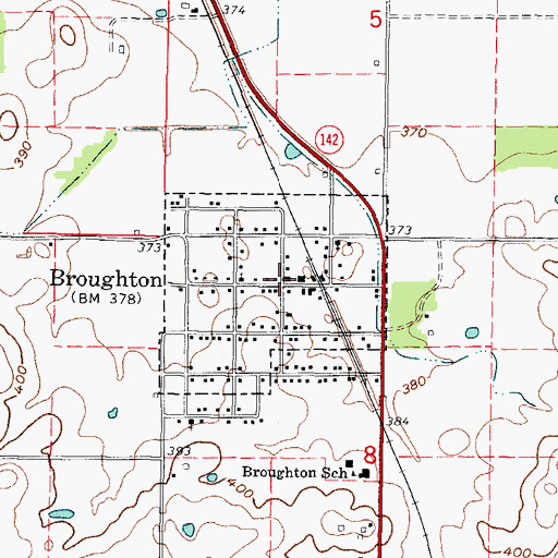Topographic Map of Broughton, IL