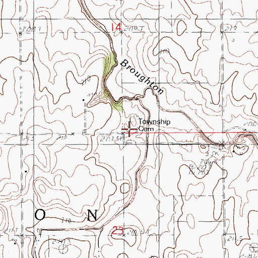 Topographic Map of Broughton Cemetery, IL