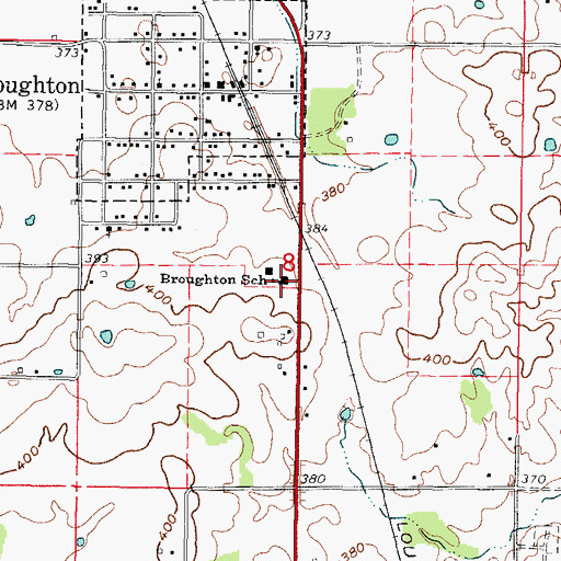 Topographic Map of Broughton School, IL