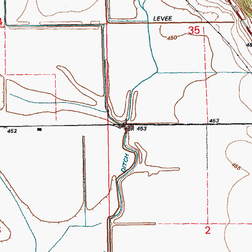 Topographic Map of Brown Branch, IL