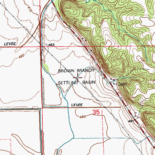 Topographic Map of Brown Branch Settling Basin, IL