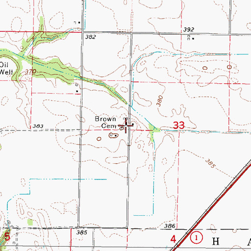 Topographic Map of Brown Cemetery, IL