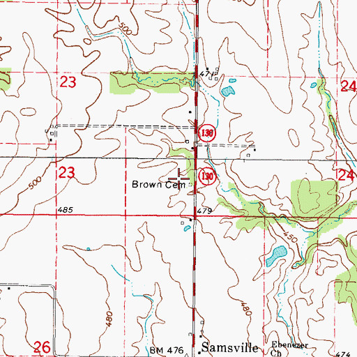 Topographic Map of Brown Cemetery, IL