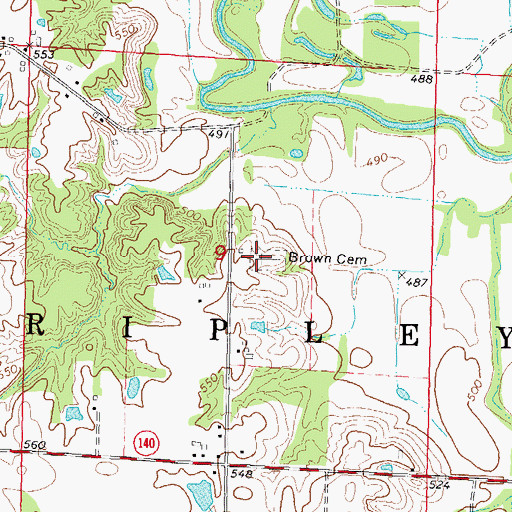 Topographic Map of Brown Cemetery, IL