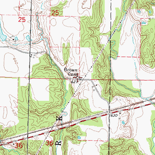 Topographic Map of Brown Cemetery, IL