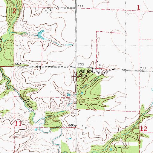 Topographic Map of Wallace Cemetery, IL