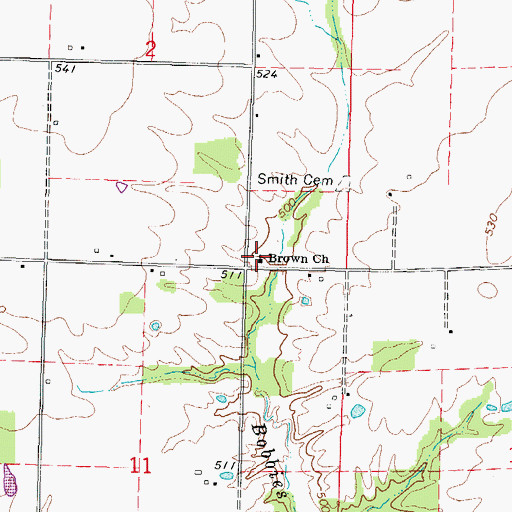 Topographic Map of Brown Church, IL