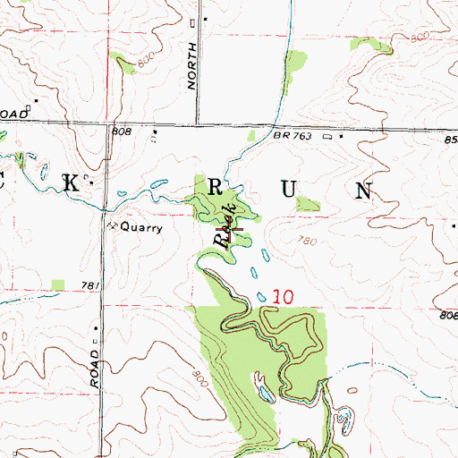 Topographic Map of Brown Creek, IL